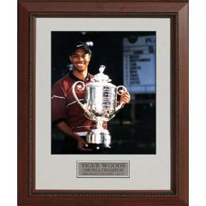  Tiger Woods 1999 PGA Trophy at Medinah Framed Photo 