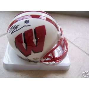  Signed Chris Chambers Mini Helmet   Wisconsin Badgers 