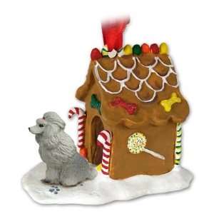  Poodle Gingerbread House Ornament   Grey