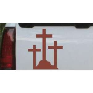 Brown 22in X 18.9in    Three Crosses Christian Car Window Wall Laptop 