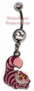 DISNEYS CHESHIRE CAT 2 SIDED DANGLE BELLY RING  