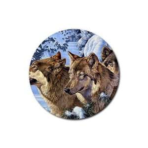  Wolf pack Round Rubber Coaster set 4 pack Great Gift Idea 