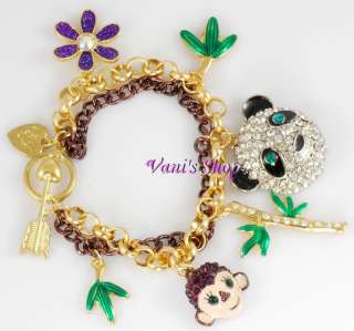 BETSEY JOHNSON Jewelry Panda Monkey Bamboo bracelet chain,come in gift 