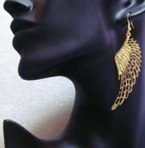 Gold/Tn. Smaller Angel Wings Dangle Chandelier Earrings  
