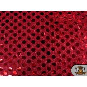  Sequin Big Dots Red Fabric / 44 Wide / Sold By the Yard 