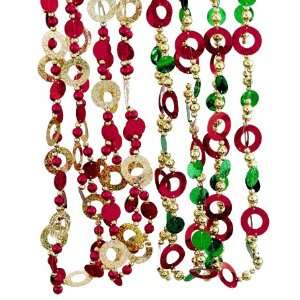  Pack of 4 Red, Green and Gold Sequin Beaded Christmas 