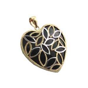  Onyx Snared Heart Pendant, 14k Gold Jewelry