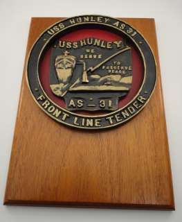 Naval USS Hunley AS 31 Plaque Front Line Tender Navy  