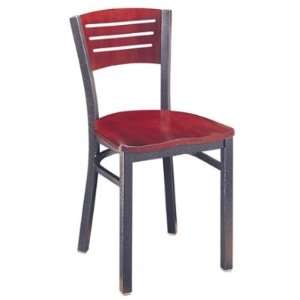 Community Avalon 163A Cafeteria Dining Armless Metal Chair, Wood Seat 