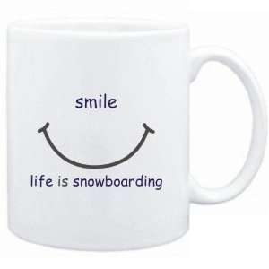  Mug White  SMILE  LIFE IS Snowboarding  Sports 