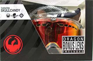 DRAGON DXS Goggles SKULLCANDY Headphones Red ION +Extra BONUS Amber 