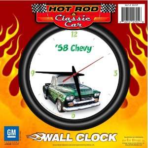   Pick Up Truck 12 Wall Clock Flames   Chevrolet, Hot Rod, Classic Car