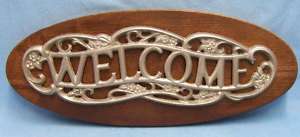 WOOD & METAL WELCOME WALL HANGING SIGN FOR HOUSE SHOP Nice  