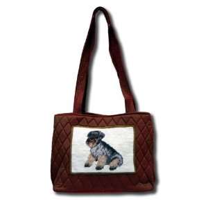 Claws Collection Needlepoint Schnauzer Quilted Tote Bag 