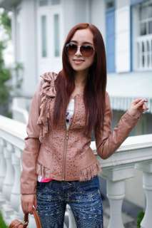 Fashion  3 colors   beautiful ladies short casual leather jacket 