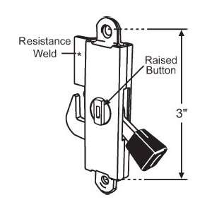  Sliding Glass Patio Door Lock, Internal, Raised Button, 3 