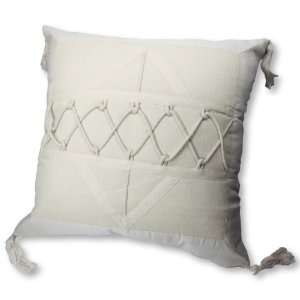   Hand Crochet Cream Linen Cushion Cover / Pillow Case