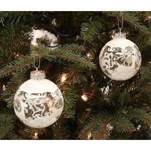  Set of 4 Clear Reindeer Glass Ball Christmas Ornaments 2 