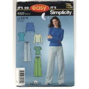  Simplicity 4023 Pattern Slacks/Tops Size A 8 18 