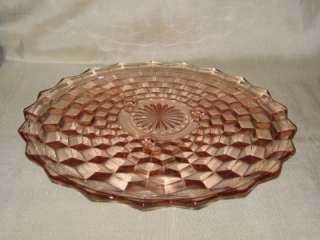 Pink Depression Glass Waterford Waffle 14 Crystal Glass Serving 