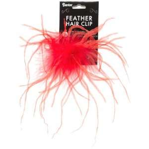  Ostrich Feather Hair Clip 1/Pkg Red Arts, Crafts & Sewing