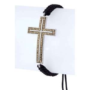  Unisex Pull String Sizable Side Cross Bracelet with Two 