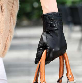 New WARMEN Womens GENUINE LAMBSKIN leather winter Warm gloves 