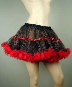 CAMO/LEOPARD PRINT Tulle Petticoat or Skirt RED Stripe  
