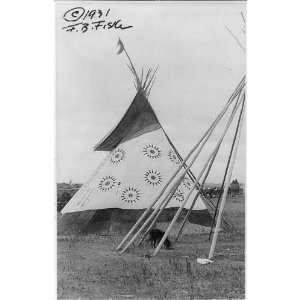 Native American tepee decorated,radial designs,c1931