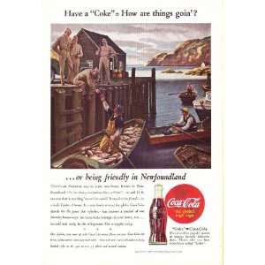 1944 Coca Cola WWII Ad American Soldiers in Newfoundland Have a Coke 