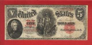 US CURRENCY 1907 $5 WOODCHOPPER US NOTE CH FINE, Old Paper Money, Free 