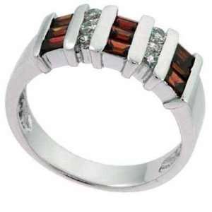   Silver Princess Cut Red and Simulated Diamond CZ Ring Jewelry