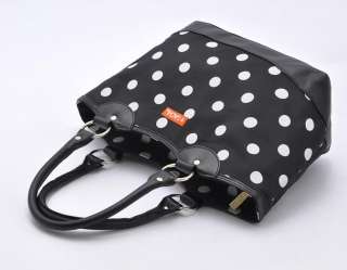   SACHI Fashion Small Insulated Lunch Bag Tote Black White Dot  