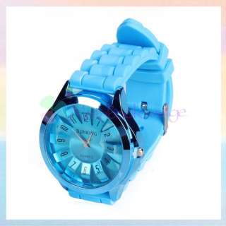 Stylish Silica Gel Quartz Wrist Watch Round Dress Bracelet Bangle Xmas 