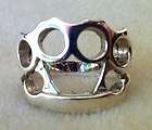 BRASS KNUCKLES STERLING SILVER RING   OUTLAW BIKER 1% 