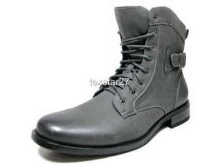 Mens Gray Military Style Lace Up Boots Easy On Side Zipper Polar Fox 