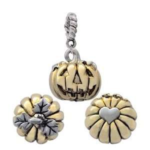   Gold Jack O Lantern with Silver Leaves   Silver and Gold Plated Eu