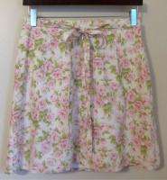 Shoshanna pink green floral tie back short skirt 8  