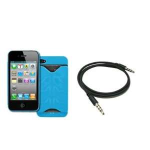  Apple iPhone 4 / 4S Credit Card Holder Hard Case Cover (Light Blue 