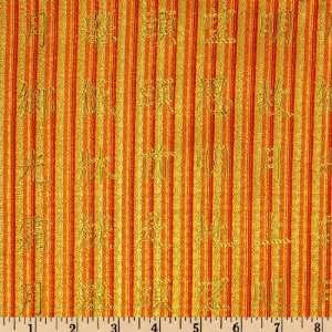  29 Wide Chinese Silk Brocade Stripes Orange Fabric By 