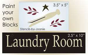 STENCIL Primitive Laundry Room Clothespin Country signs  