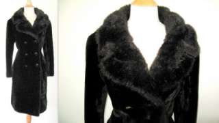 Vtg Union Made Faux Fur Fitted Full length Winter CoatL
