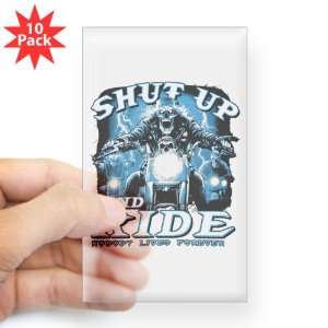  Sticker Clear (Rectangle 10Pk) Shut Up And Ride Nobody 