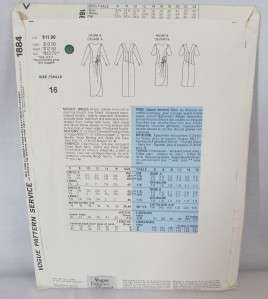 1987 Bellville Sassoon Vogue Formal Long Sleeve Dress Sewing Pattern 