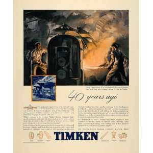 1938 Ad Timken Roller Bearing Alloy Steel Mill Canton   Original Print 