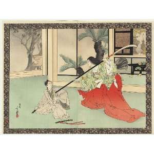  Toshihide Japanese Woodblock Print; Preventing a Suicide 