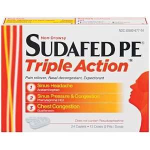  Sudafed PE Non Drowsy Triple Action Caplets 24 Health 