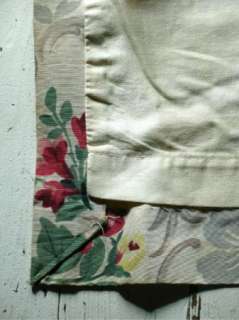 VTG PINK ROSE FLORAL BOUQUET BARKCLOTH ERA FAILLE LONG LINED PLEATED 