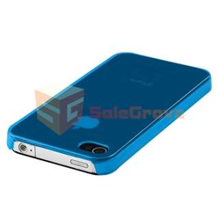 Screen Shield+Blue Slim Fit Plastic Case Cover For iPhone 4 4G 4S 
