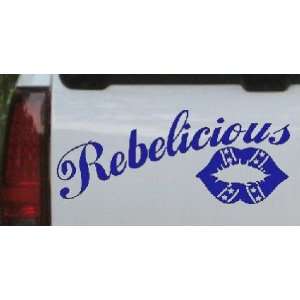 Rebelicious Dixie Lips Car Window Wall Laptop Decal Sticker    Blue 